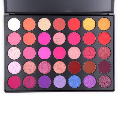 China 35 Color Eyeshadow Palette Waterproof Pearl Shimmer Eyeshadow Burgundy Rose Gold Color Eyes Shadow Purple For Dark Skin for sale