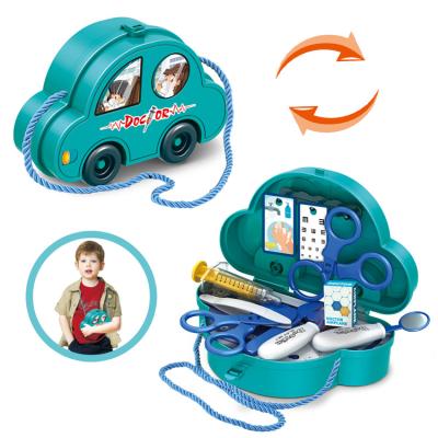 China Plastic Pretend Play House 2 in 1 Kids Plastic Suitcase Shoulder Bag with Doctor Toys Medical Play Set for sale