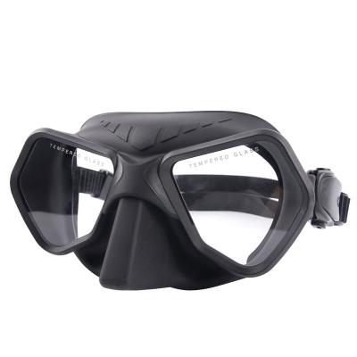 China Wolf Black Diving Mask Freedive Goggles Tempered Glass 65cc for sale