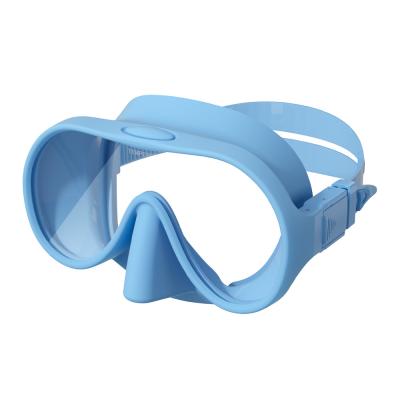 China Liquid Silicon Kids Prescription Diving Goggles Face Snorkel Mask Frameless for sale