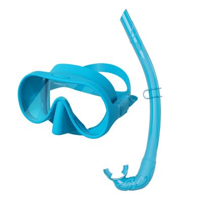 China Adult Freediving Snorkel Mask Set with UV Resistant Lens Manufactured by OEM Snorkel Mask Set for sale