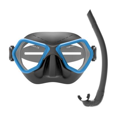 China Tempered Glass Lenses ZMZ Snorkel Integrated Diving Mask Silicone Diving Snorkel Kit Snorkel Mask Set for sale