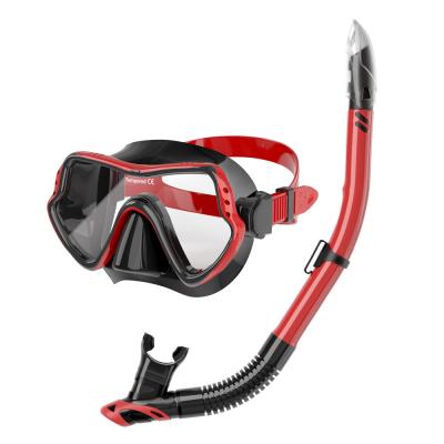 China Hot Custom factory Low Volume Freediving Mask And Snorkel Sets Tempered glass diving mask set Adult for sale