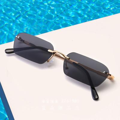 China Fashion Sunglasses 2021 Wholesale Custom Glasses Rimless Eyewear Shade Vintage Sun Glasses Men Women Hip Hop Sun Glasses Newest Fashion Frame Small for sale