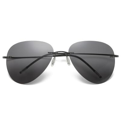 China Fashion Sunglasses 2022 Newest Wholesale Custom Polarized Fashion Titanium Men Women Eyewear Shade Sun Glasses By Rimless Round Sunglasses for sale