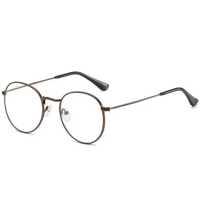 China 2021 Fashion Fashion Literary Blue Lightweight Oval Metal Frame Anti Myopia Eyewear Men Women Optical Frame Glasses Design Eye Glasses for sale