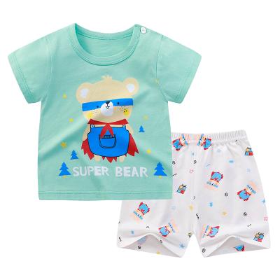 China Autumn Breathable 100% Cotton Home Clothing Kids Clothes Sets For Kids With Cartoon Printing And Dyeing For Boys And Girls for sale