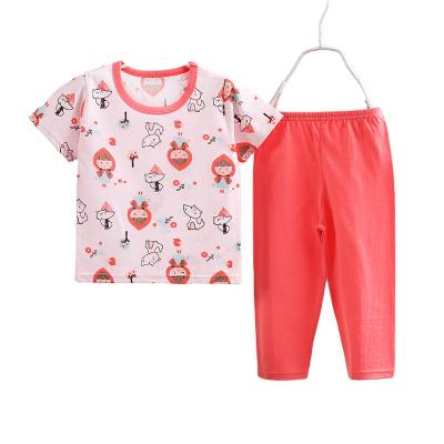 China 2021 thermals new fashion toddler boy girl clothes 2 sets short sleeve shirt and pants suit kids sleepwear housekeeping to take for sale