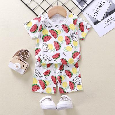 China Children's two-piece suit cotton home clothes suit summer boys clothes baby girls air-conditioned long-sleeved thin breathable pajamas for sale