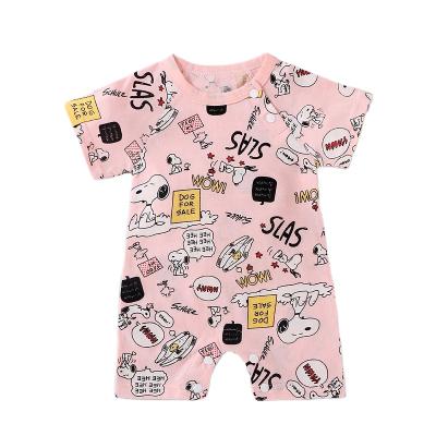 China Summer 100% cotton 2021 new summer leisure baby cotton overalls short-sleeved thin neonatal clothing is a hot seller in China for sale