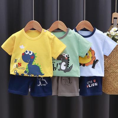 China Summer Casual Children's Clothes Cotton Shorts Short Sleeve Casual Two Piece Suit for sale