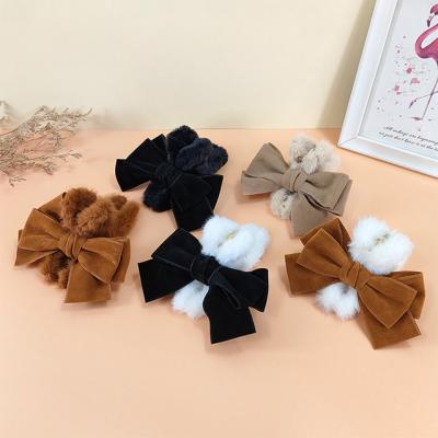 China Wholesale 2021 fashion winter hairpin ladies headdress plush bow hair accessories for sale