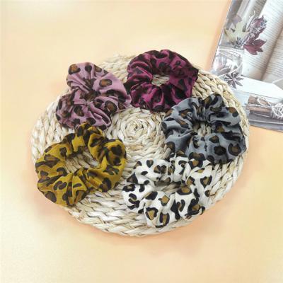 China New fashion hair tie product flocking leopard print spot large intestine hair tie ladies hair tie for sale