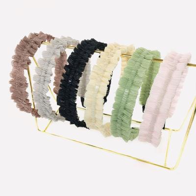 China 2021 fashion fashion pleated fabric pure color hair band ladies hair accessories wholesale for sale