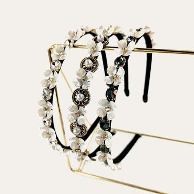 China Fashion New Korean Style Pearl Rhinestone Flower Headband Cute Ladies Fine Hair Accessories for sale