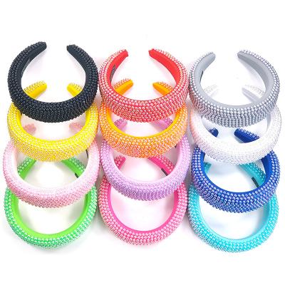 China New Fashion Pearl Headband Shiny Wide Brim Border Headband Adult Hair Accessories for sale