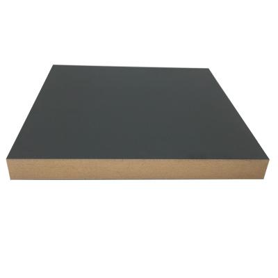 China MDF Moisture Proof Acrylic Sheet For Kitchen Cabinet Black Melamine 18mm Fiberboard for sale