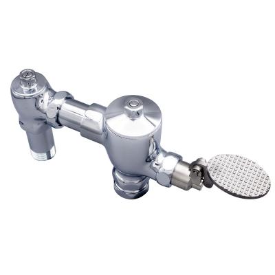 China Modern Oval Pedal Brass DN25 Caliber With Silencer Anti Pollution Toilet Flushing Horizontal Drain Valve for sale