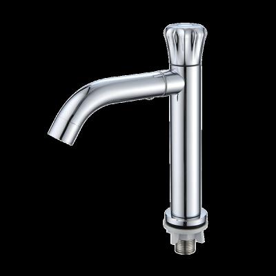 China Other Rotary Switch Stainless Steel Bathroom Sink Basin Cold Water Faucet Basin Faucet Deck Mounted Bathroom Faucets zu verkaufen