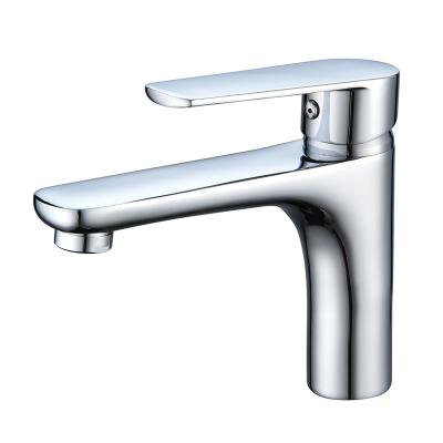 China Other Chrome Plating Copper Brass Single Handle and Single Hole Mixed Cold and Hot Water Bathroom Basin Faucet for sale