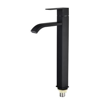 China Other Black Stainless Steel Square Bending Tube Spout Single Hole Deck Mount Basin Faucet en venta