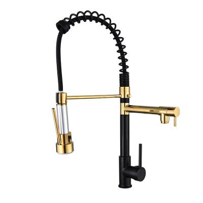 China And Other Zinc Alloy Baking Finish Hot Brass Deck Mounted 360 Spring Black Pull Down Kitchen Faucet à venda