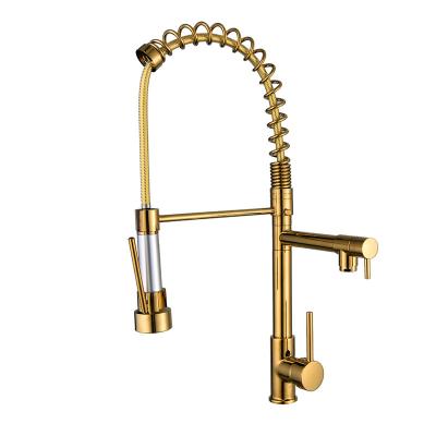 China Other Hot Sale Kitchen Faucet OEM Logo Gold Plated Pull Down Zinc Alloy Kitchen Faucet en venta