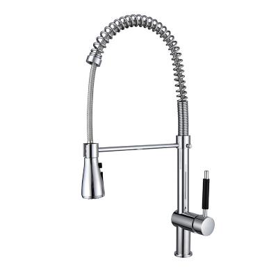 China Other Tiktok Trends Hot and Cool Sliver Color Brass Pull Down Kitchen Faucet en venta