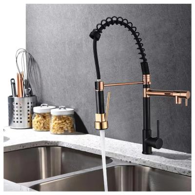 China Other Body Zinc Alloy Desk Mounted Gold Matte Black Kitchenr Faucet With Pull Down Sprayer à venda