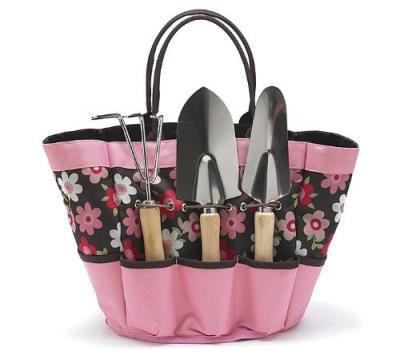 China Garden Tools Carry Bag Lightweight And Portable Ladies Pink Color Garden Tool Tote Bag for sale