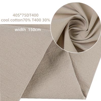 China 130gsm 70%cool-cotton 30%T400 eco-friendly dying waterproof fabric for outdoor-coat for sale