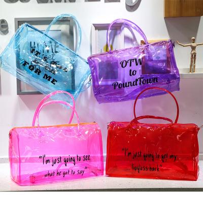 China Fashion Custom Transparent Plastic Iridescent Overnight Hologram Spend Night Gym Sports PVC Clear Weekender Travel Duffel Bags for sale