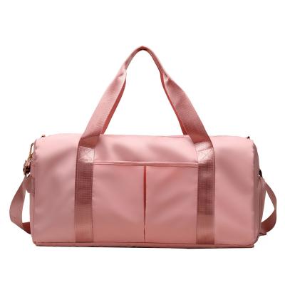 China Custom Fashion Sports Travel Weekender Gym Large Folding Overnight Waterproof Pink Duffel Bag With Shoe Compartment for sale