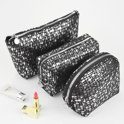 China Fashion Wholesale Travel PVC Pouch Sequin Clutch Makeup Bag Luxury Small Bulk Set for sale