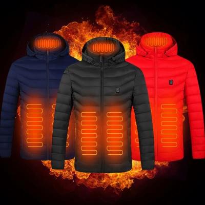 China QUICK DRY Winter Waterproof USB Rechargeable Smart Electric Heating Clothes Heated Hoodie Coat Jacket For Men for sale