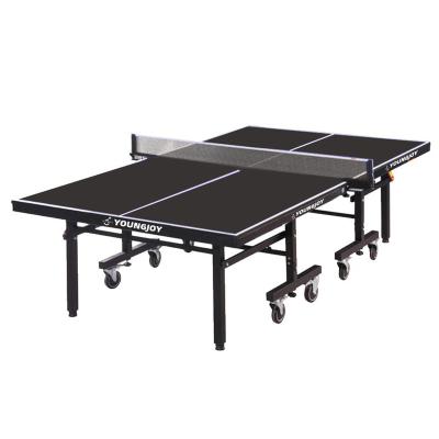 China Sports Activities YoungJoy YJ Sports 25mm Indoor Single-Folded Black Color Ping Pong Table Tennis Tables for sale