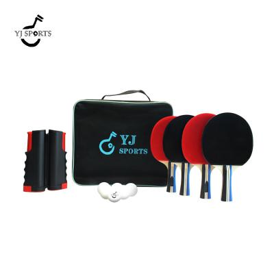 China For YoungJoy YJ Sports Table Tennis Racket Set 4 Racket+6-Ball+Retractable With Carry Bag For Family Fun Table Tennis Racket Sets for sale