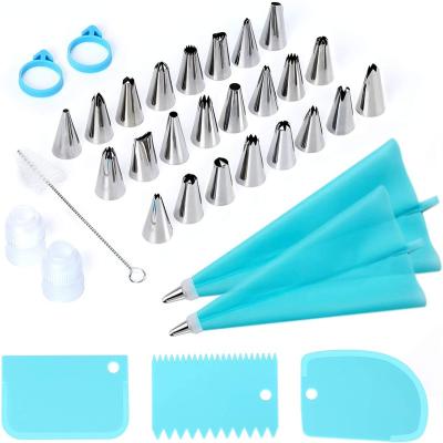 China Viable Hot Selling 34Pcs Amazon Cake Decorating Kit Cake Nozzles Sets Baking Supplies Cake Icing Tips Tool Kit for sale