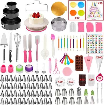 China Wholesale Stainless Steel Tool Kit Baking Pastry Cake Decorating Tool Kit 476Pcs Viable Cake Decorating Accessories Turntables for sale