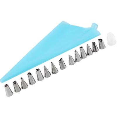 China Viable 16Pcs Bag and Piping Tips Cake Decorating Decor Spout Set Cake Bake Props Set Russian Ball Cream Spout Cake Decoration for sale