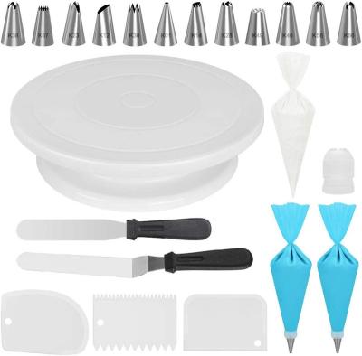 China Viable 71Pcs Cake Decorating Tools Spouts Piping Icing Tips Sets Tools Amazon Hot Selling Cake Baking Tools With Cake Turntable for sale