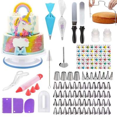 China Diverse 175Pcs Cake Decorating Tool Kit Cake Decorating Icing Piping Nozzles Set With Cake Turntable for sale