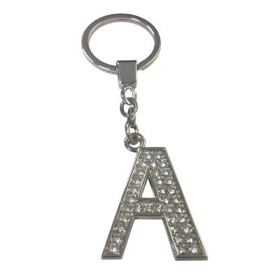 China Wholesale Souvenir Gifts Promotion Capitals A Diamond Metal Crystal Inlaid Zinc Alloy Key Chain for sale