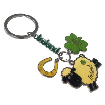 China Wholesale Promotion Souvenir Gifts Lovely Small Sheep, Clover And Other Multiple Pendant Metal Key Chain for sale