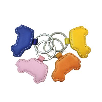 China Concise Custom Color Leather And Metal Shape Lovely Car Styling Double PU Key Chain for sale