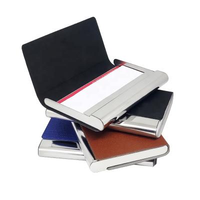 China Business Card Factory Direct Sales Business Card Box Metal PU Metal Business Card Leather Business Card Holder for sale