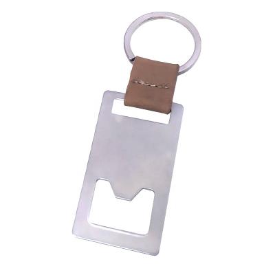 China Customized Sustainable Single Square Metal Bottle Opener PU Iron Leather Bottle Opener for sale