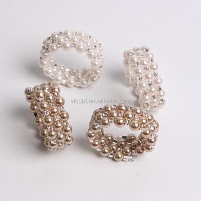 China Wholesale Stocked Circle Tablescape Bling Napkin Ring with Beads for sale