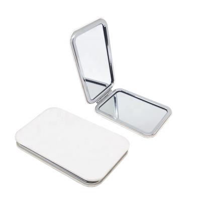 China Double-sided factory direct white leather portable cosmetic mirror for sale