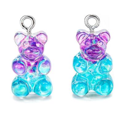 China Modern Hard Candy Jelly Color Accessories Bear Charms Earring Partial Bear Necklace Pendant For Diy Jewelry Making for sale